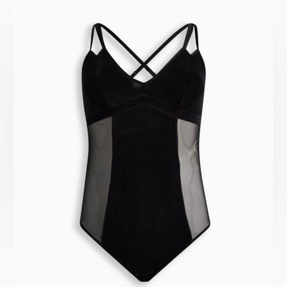 Torrid Curve Velour and Mesh Bodysuit